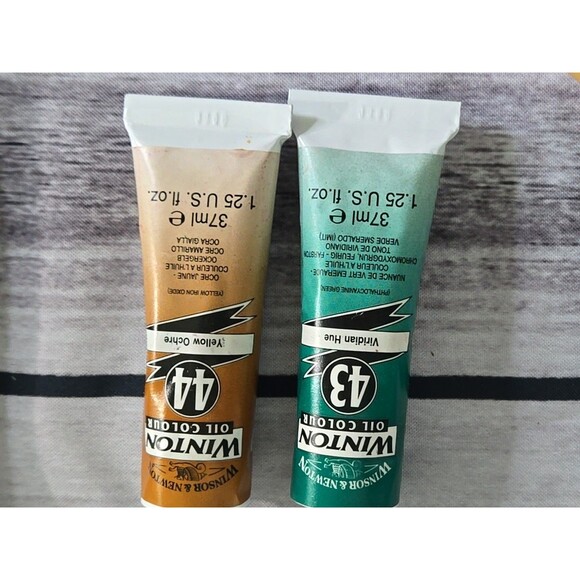 Vintage Lots of 6 Winsor & Newton Artist Oil Paints Smear Tool Incl 2 #6 Brushs - Picture 5 of 10